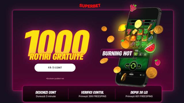 1000 Rotiri Gratuite Superbet la Burning Hot