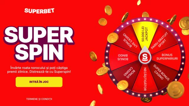 Distrează-te cu Superspin la Superbet! Învârte roata norocului și poți câștiga premii zilnice.